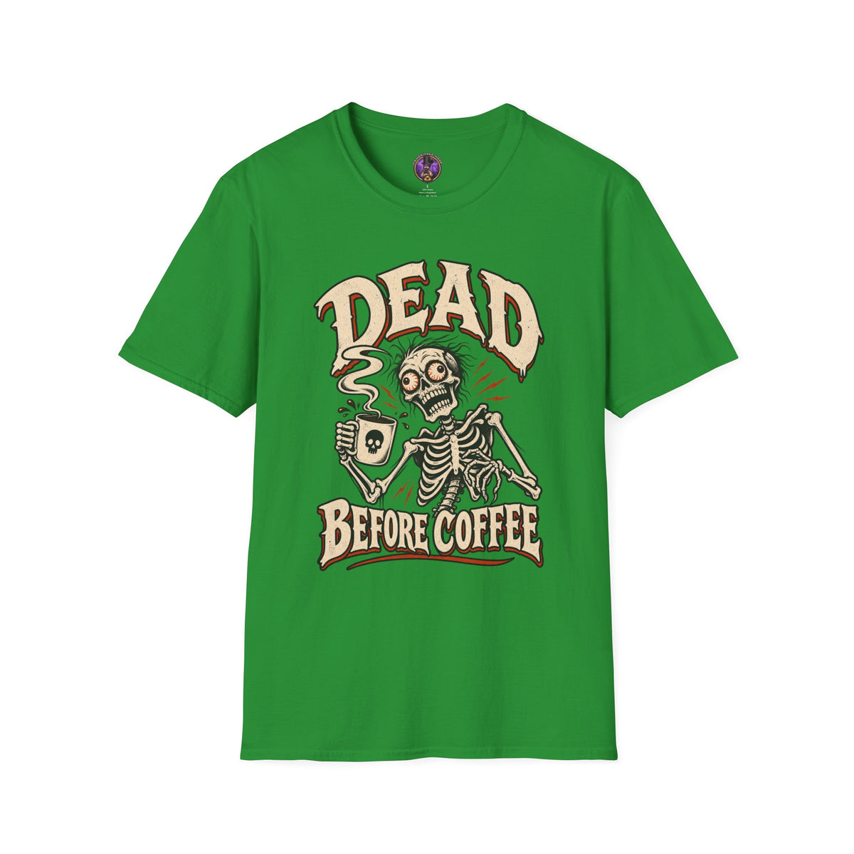 Dead Before Coffee T-Shirt - Vintage Skeleton Coffee Tee graphic T-shirt product image 2