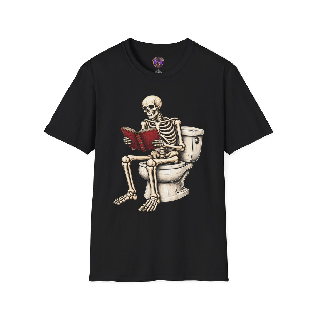 Skeleton Reading on Toilet T-Shirt - Funny graphic T-shirt product image 1