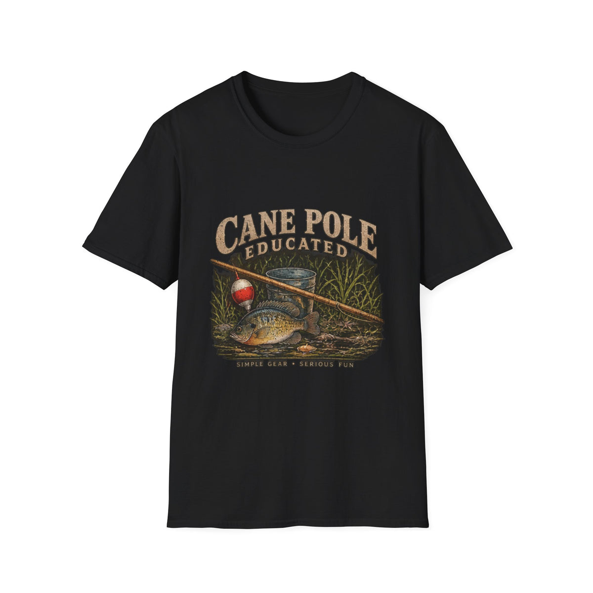 Cane Pole Educated Fishing T-Shirt outdoor graphic T-shirt product image 2