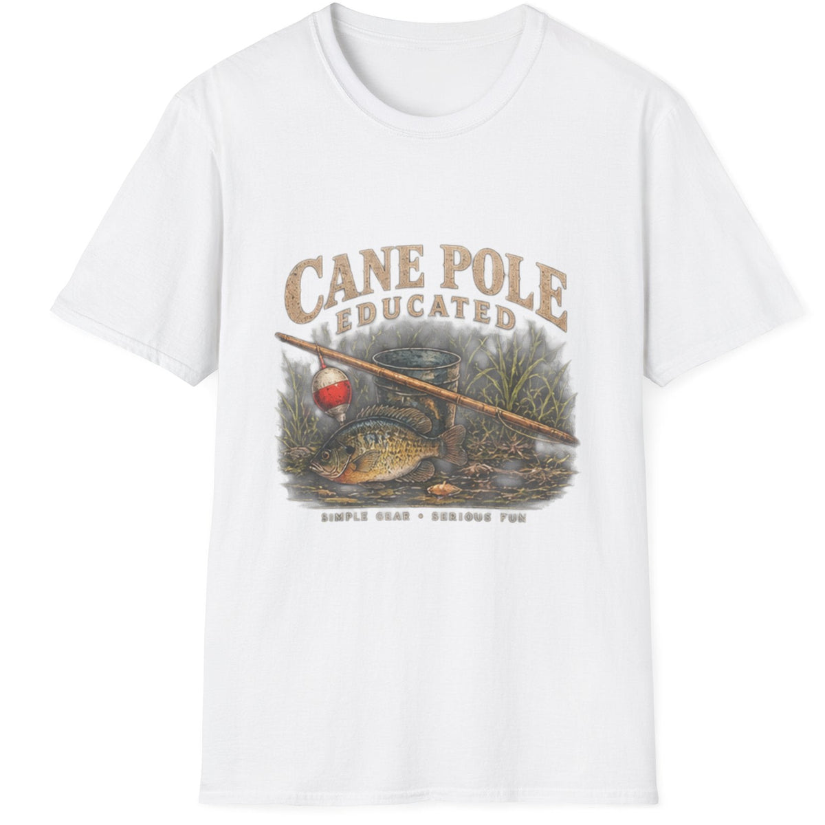 Cane Pole Educated Fishing T-Shirt outdoor graphic T-shirt product image 1