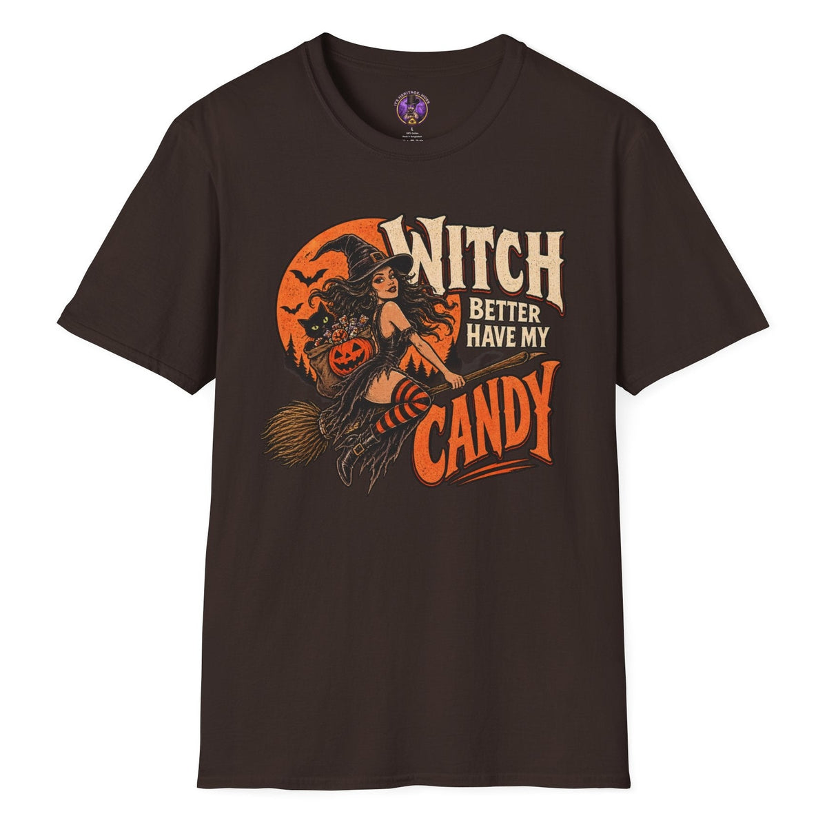Witch Better Have My Candy T-Shirt — Halloween Witch Broom Pumpkin Graphic Tee