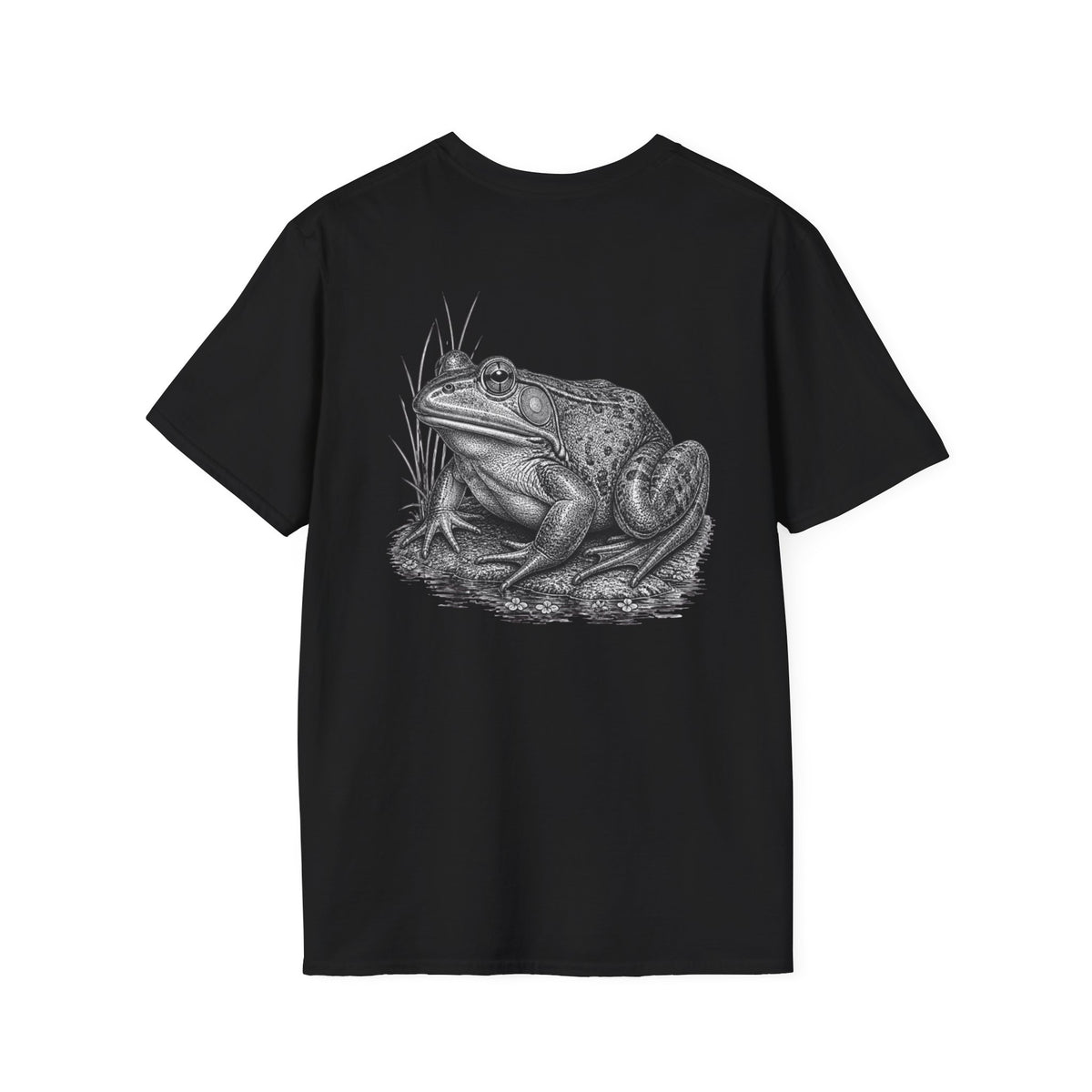Frog Illustration T-Shirt — Detailed Vintage Bullfrog Graphic Tee — product view 10