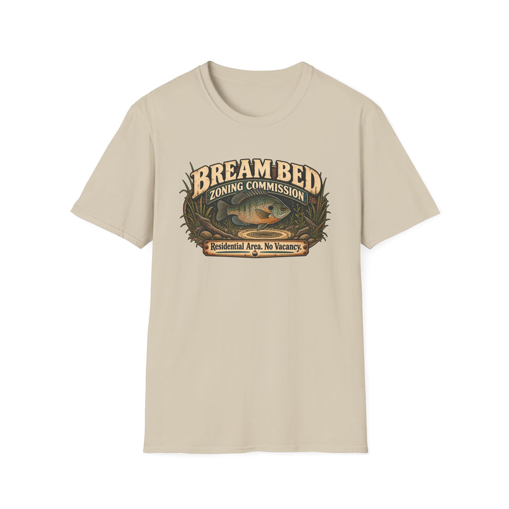Bream Bed Zoning Commission graphic with sunfish artwork on a T-shirt