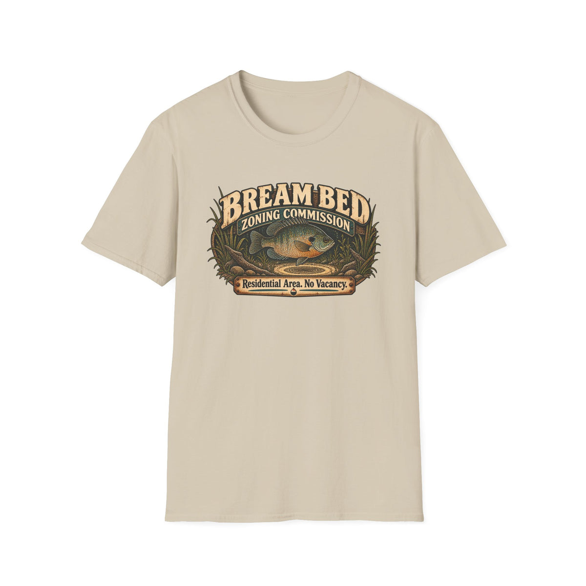 Bream Bed Zoning Commission graphic with sunfish artwork on a T-shirt