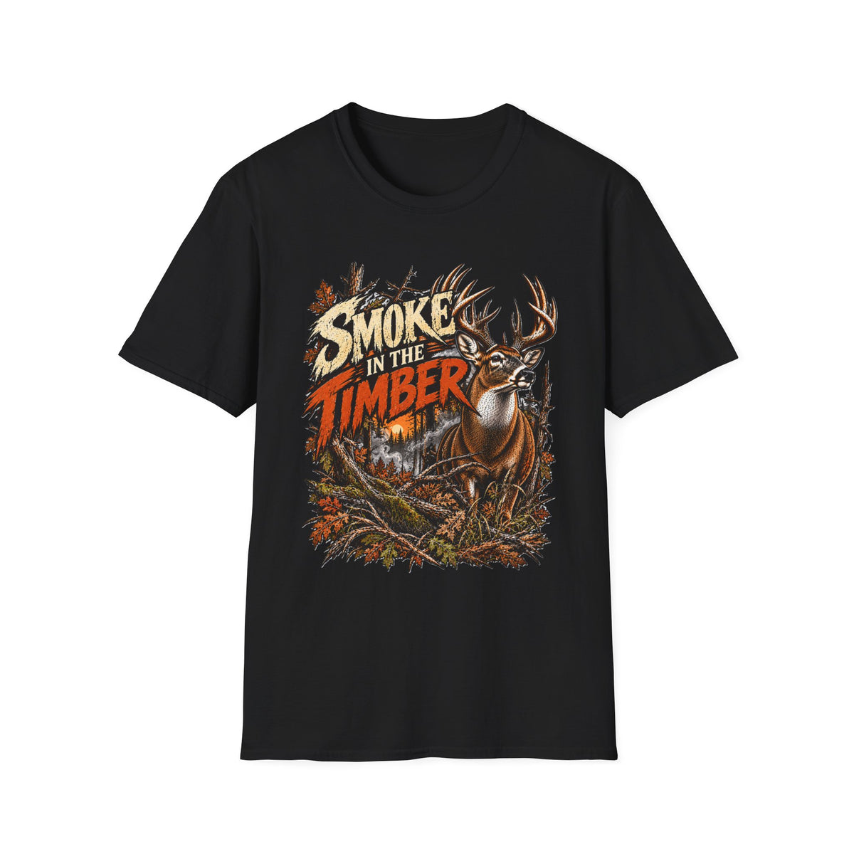 Smoke In The Timber Whitetail Deer Hunting Design