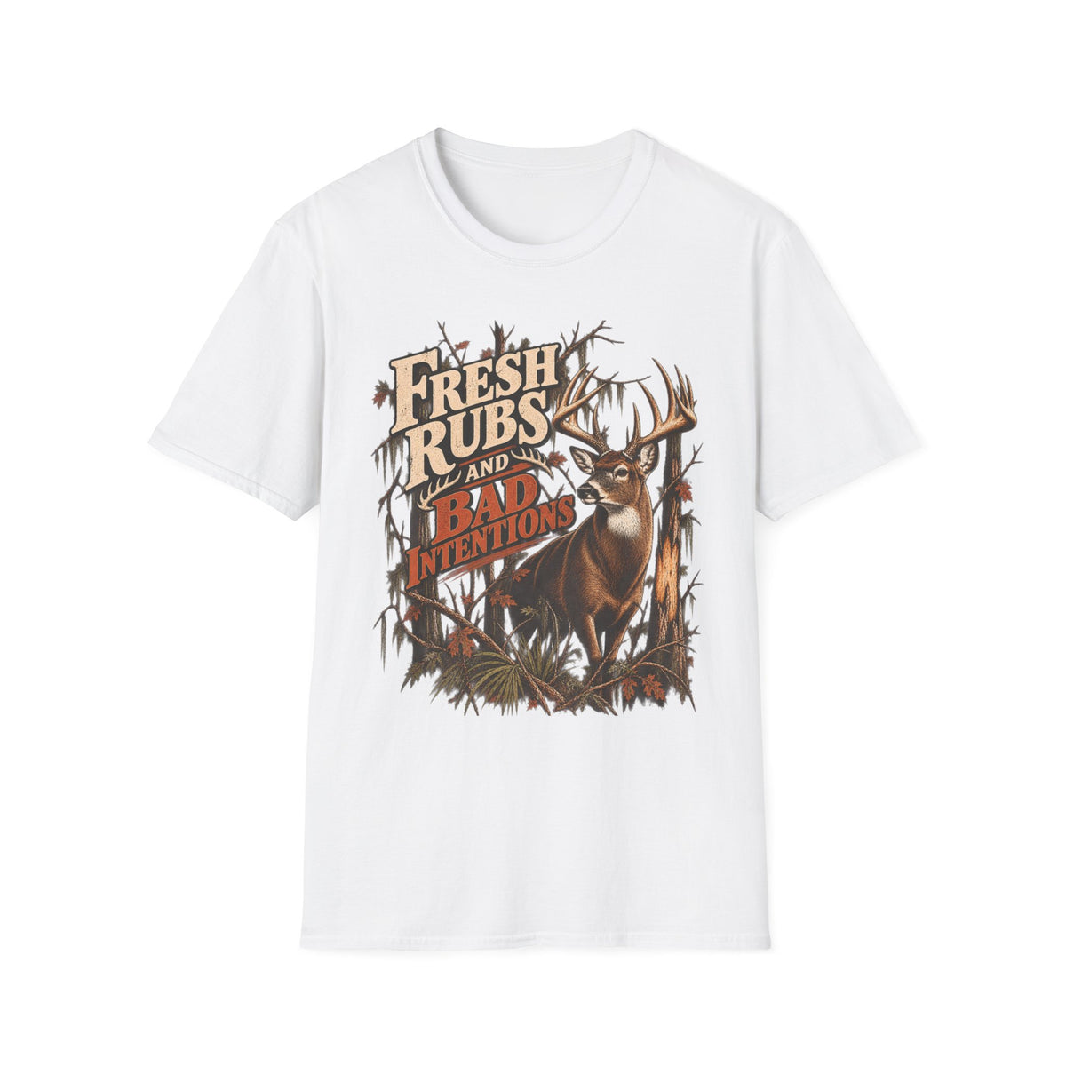 Fresh Rubs & Bad Intentions Whitetail Rut Hunting Design
