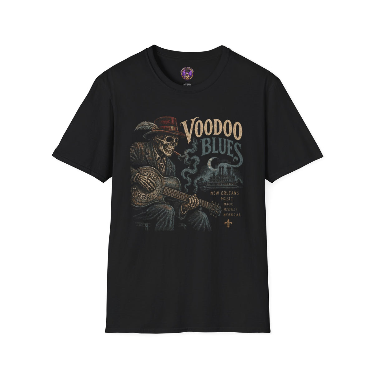 Front view of the Voodoo Blues Guitar shirt.