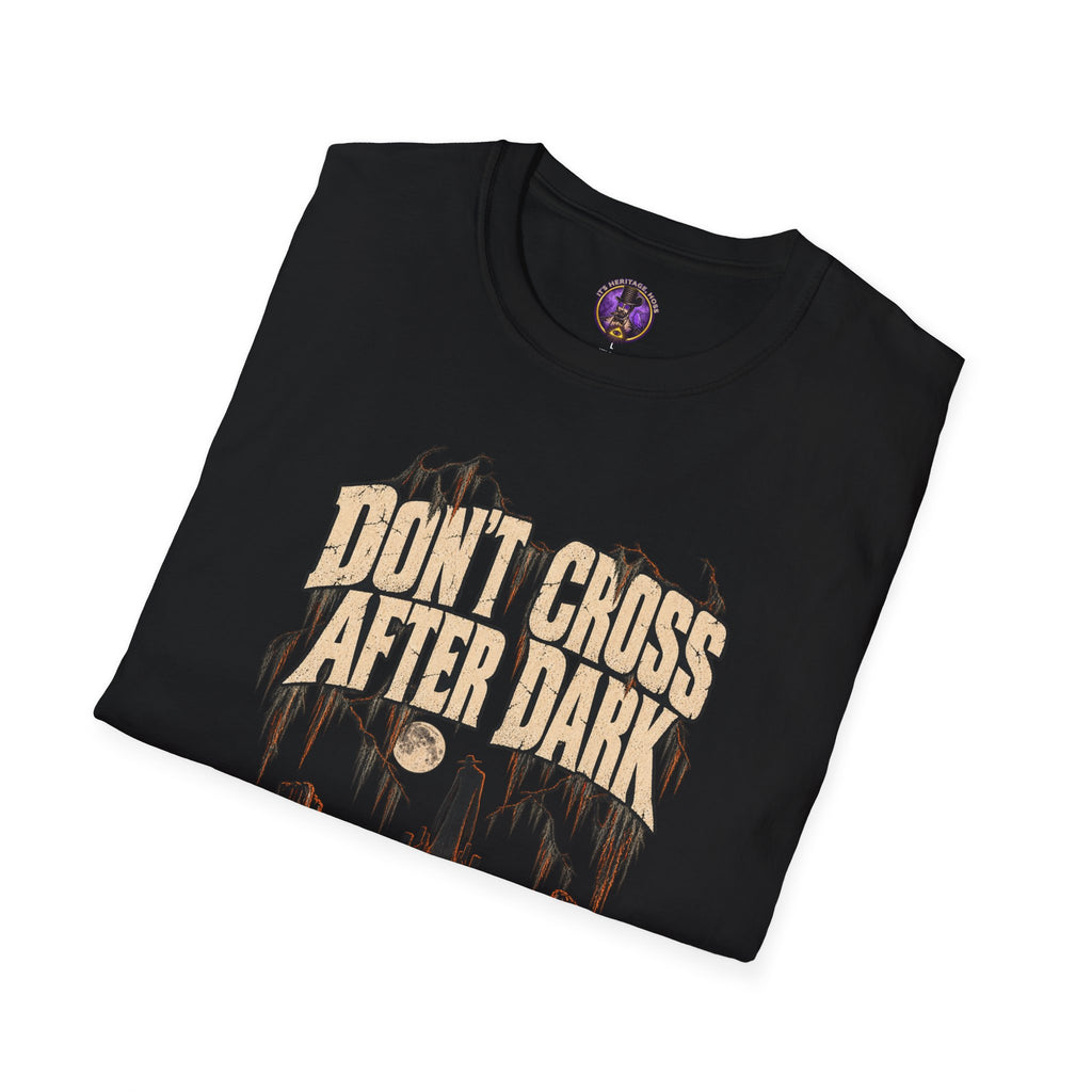 Don't Cross After Dark T-Shirt — Spooky Skull Bridge Graphic Tee