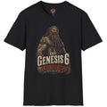 Est Genesis 6 Nephilim shirt graphic featuring a massive tattooed biblical giant with braided red beard and vintage typography