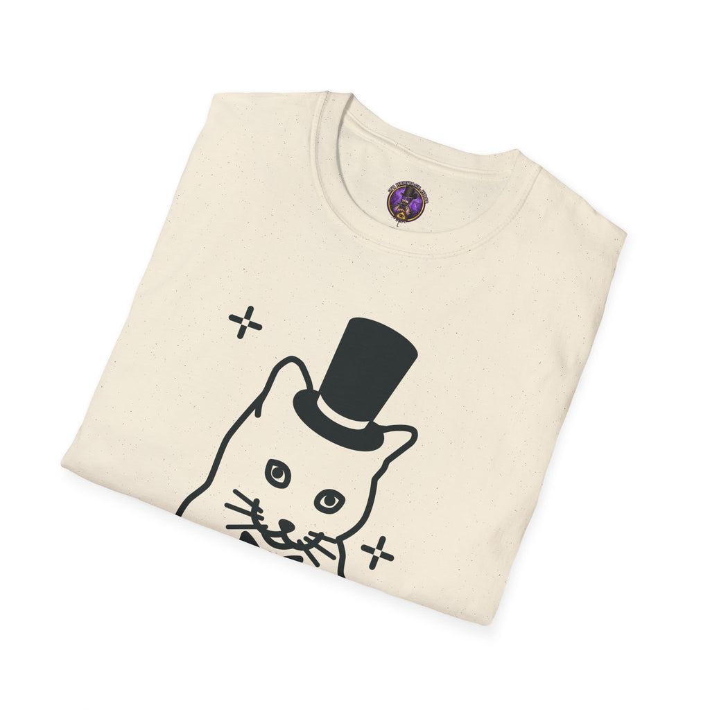 Cat T-Shirt - “life is meow” Cute Top Hat Cat Graphic Tee graphic T-shirt product image 9