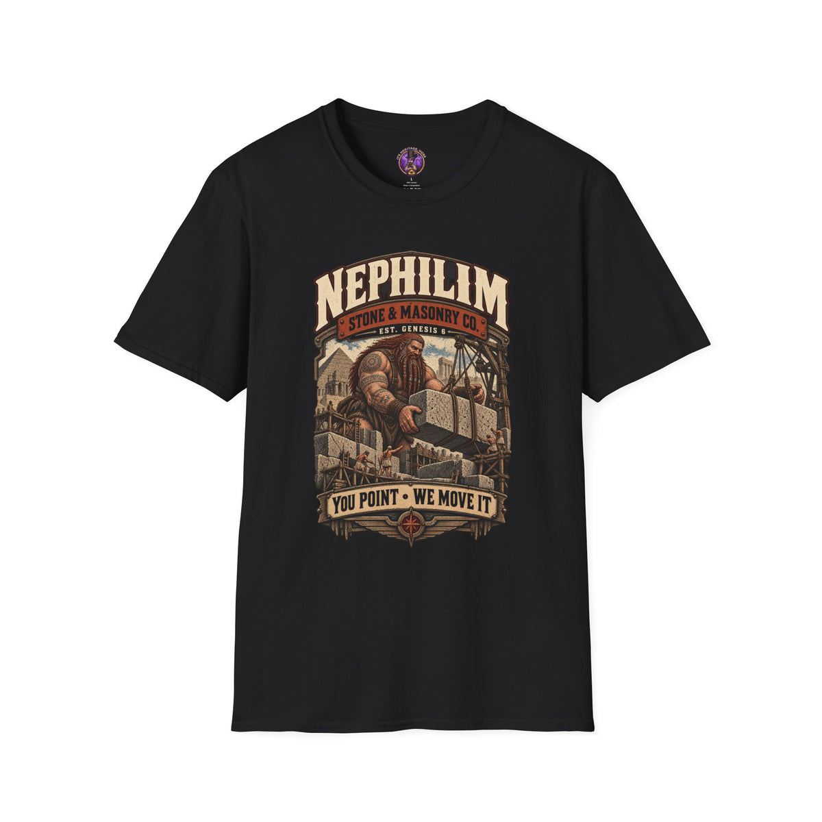 Front view of the Nephilim Stone & Masonry Co. Shirt.