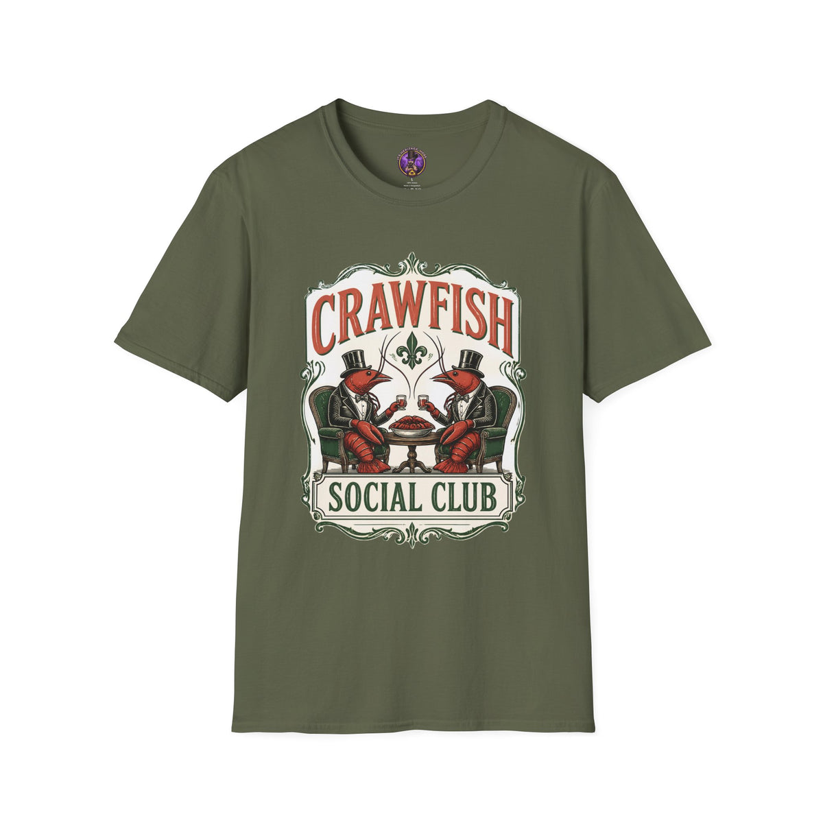 Front view of the Crawfish Social Club Vintage Louisiana shirt.