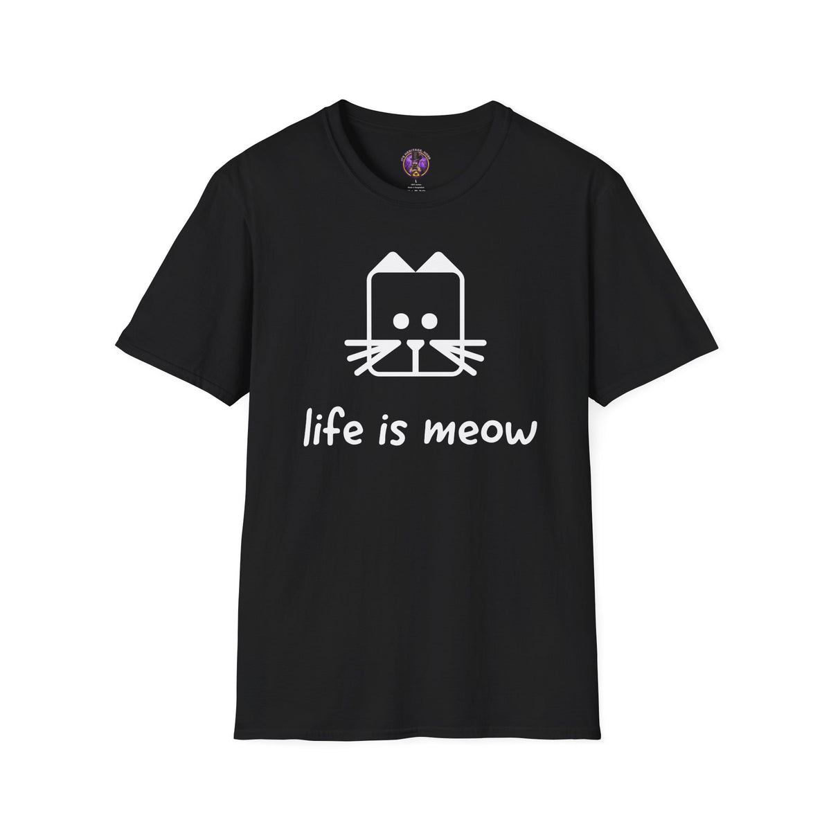 Cat T-Shirt - "Life Is Meow" Cute Minimalist Cat Graphic Tee graphic T-shirt product image 1