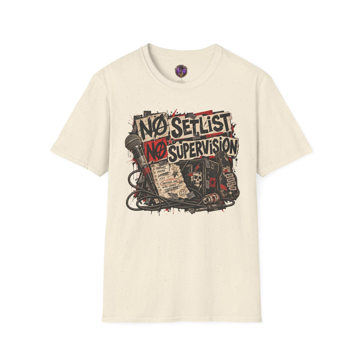 Funny Musician Shirt | No Setlist No Supervision Rock Tee graphic T-shirt product image 2