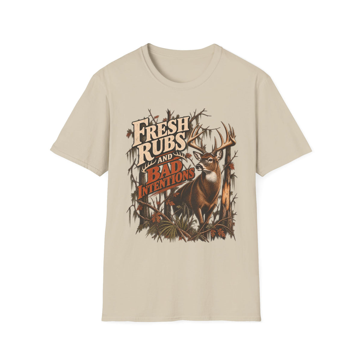 Fresh Rubs & Bad Intentions Whitetail Rut Hunting Design