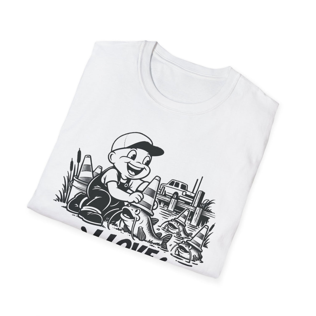I Love Catfish Traffic Cones Funny Fishing T-Shirt