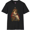 The Empress tarot figure with crown of stars, fruit and floral details