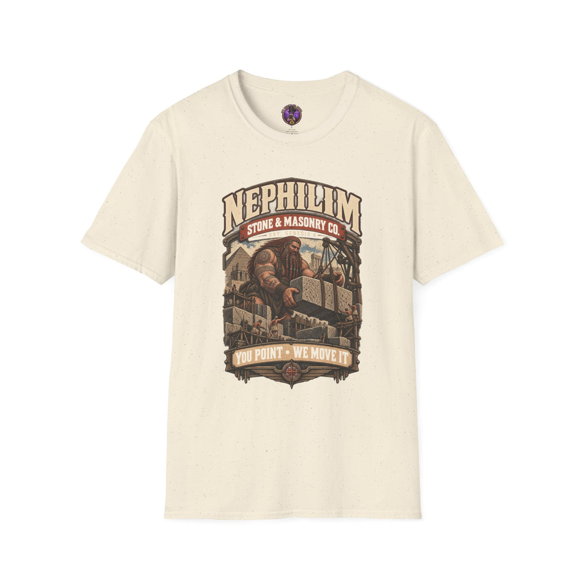 Front view of the Nephilim Stone & Masonry Co. Shirt.