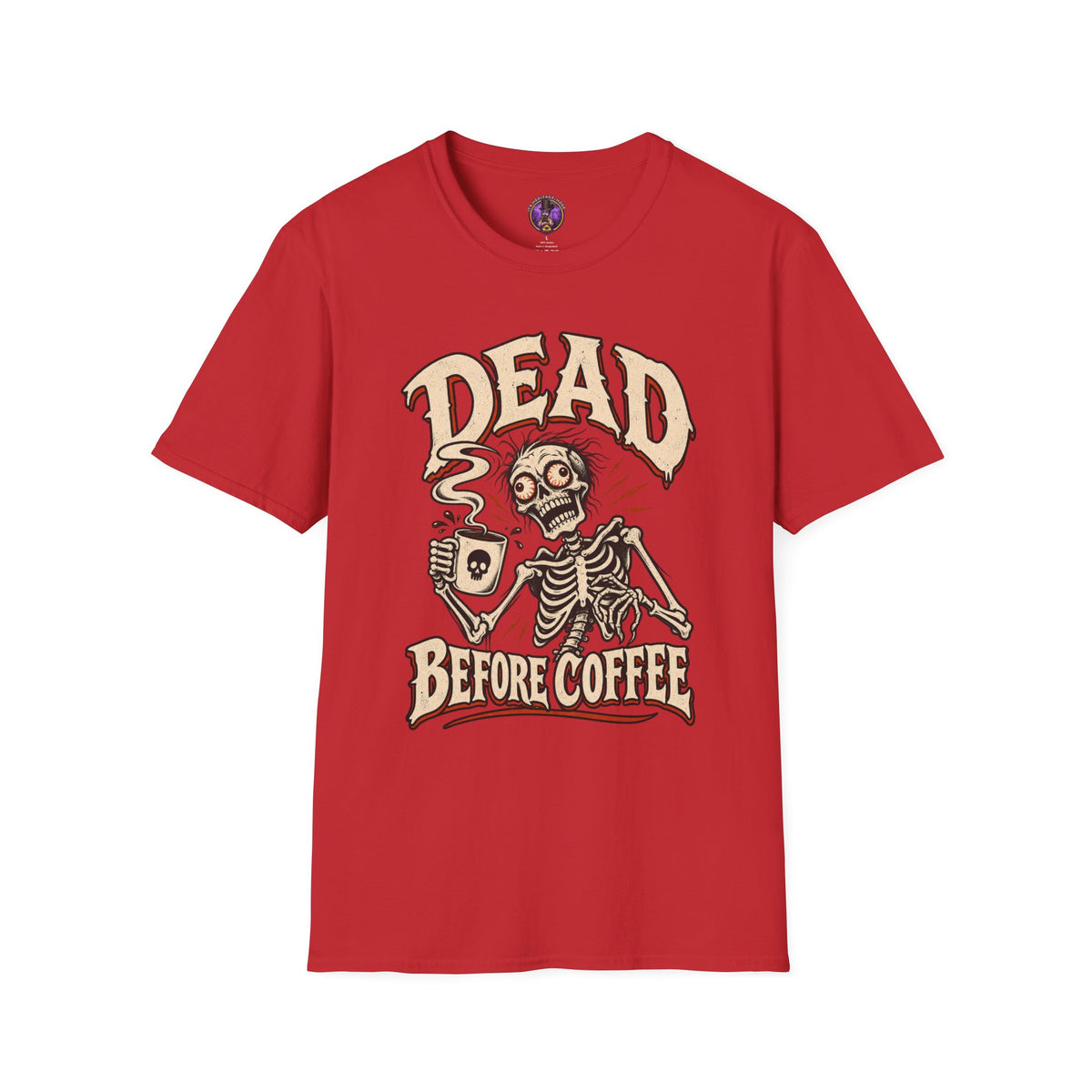 Dead Before Coffee T-Shirt - Vintage Skeleton Coffee Tee graphic T-shirt product image 4