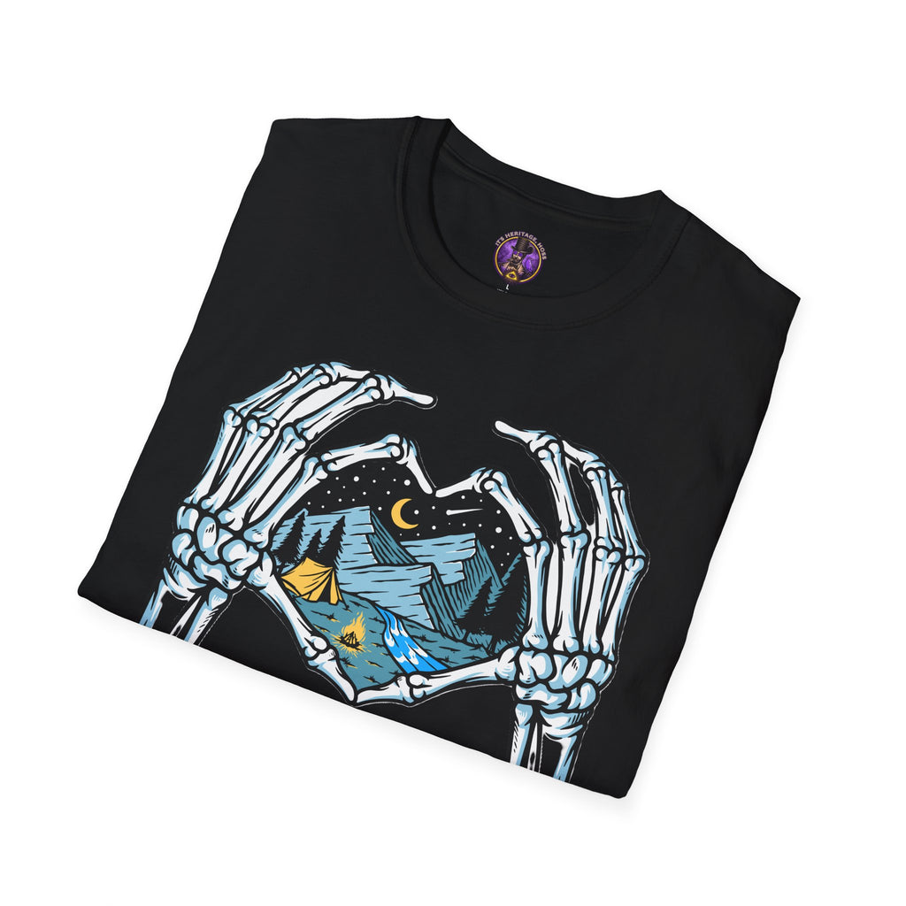 Skeleton Hands Heart Camping T-Shirt