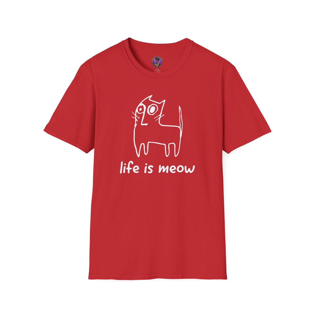Cat T-Shirt - "Life Is Meow" Cute Doodle Cat Tee for Cat Lovers graphic T-shirt product image 3