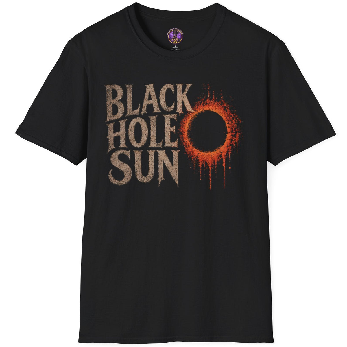 Black Hole Sun graphic with bold solar eclipse artwork and distressed 1990s grunge-inspired styling.