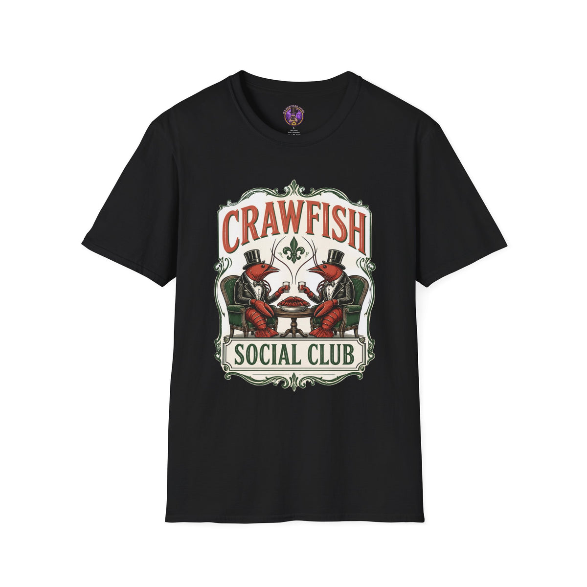 Front view of the Crawfish Social Club Vintage Louisiana shirt.