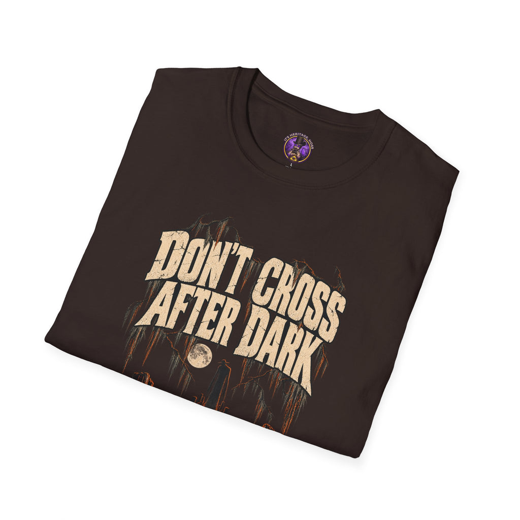 Don't Cross After Dark T-Shirt - Spooky Skull Bridge Graphic Tee graphic T-shirt product image 8