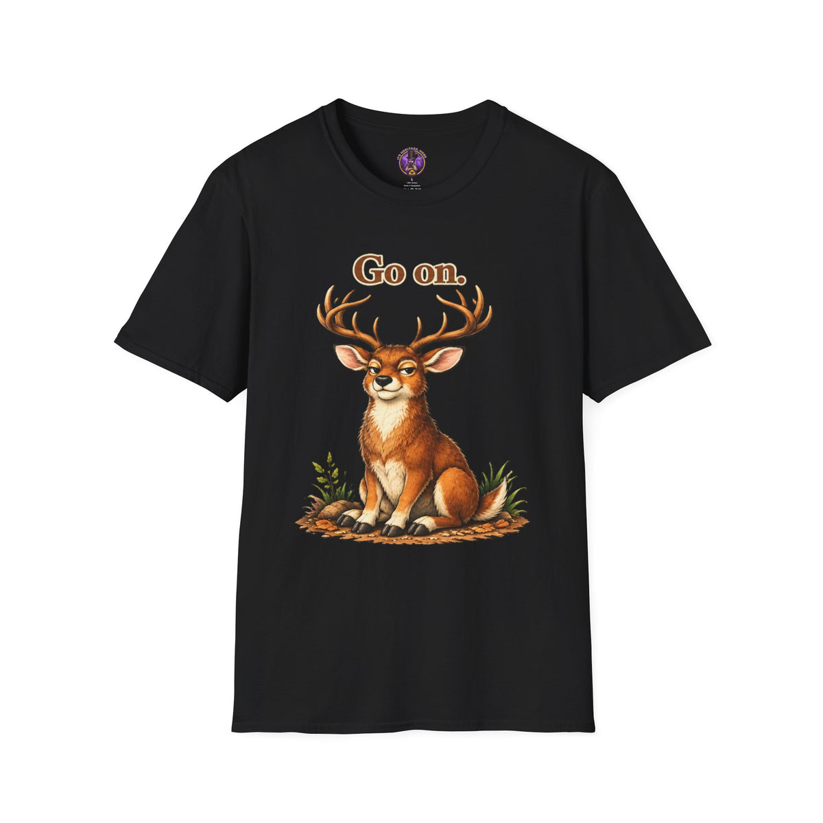 Front view of the Go On Deer shirt — Cute Buck Graphic Tee for Nature Lovers.