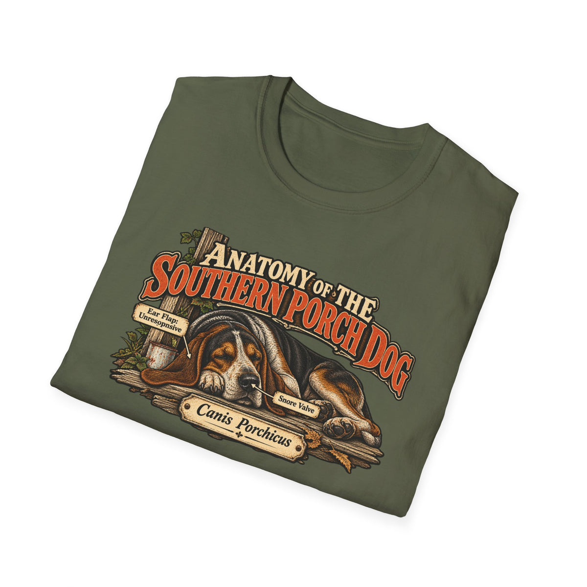 Anatomy of the Southern Porch Dog T-Shirt — Southern Dog Humor