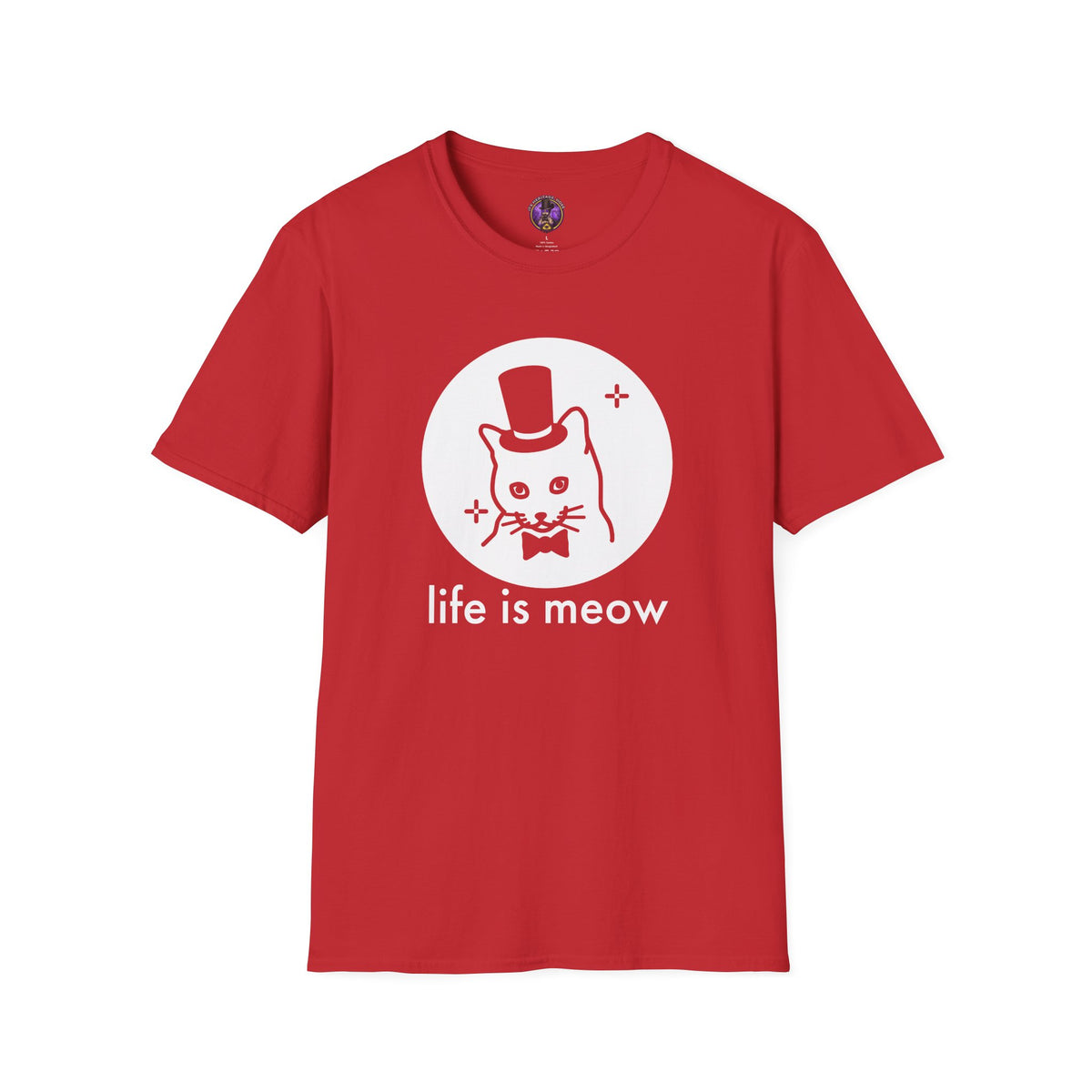 Life Is Meow Cat T-Shirt - Cute Cat With Top Hat Graphic graphic T-shirt product image 3
