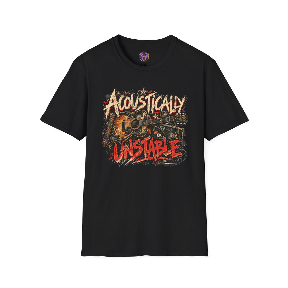 Acoustic Guitar Shirt | Acoustically Unstable Music Tee graphic T-shirt product image 1