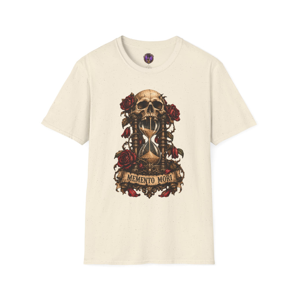 Memento Mori Skull T-Shirt - Hourglass & Roses graphic T-shirt product image 2