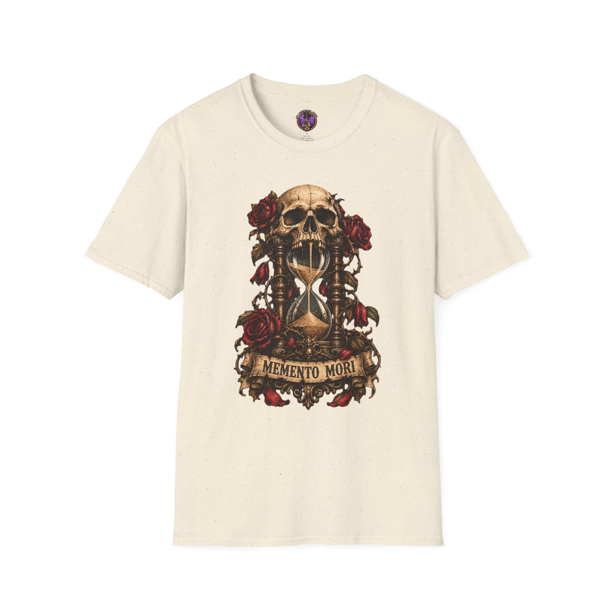 Memento Mori Skull T-Shirt - Hourglass & Roses graphic T-shirt product image 2
