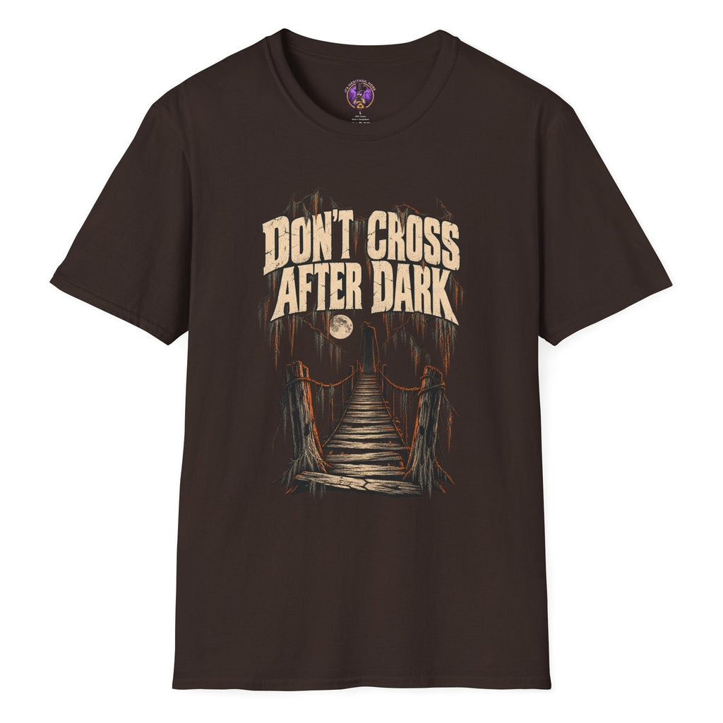 Don't Cross After Dark T-Shirt — Spooky Skull Bridge Graphic Tee