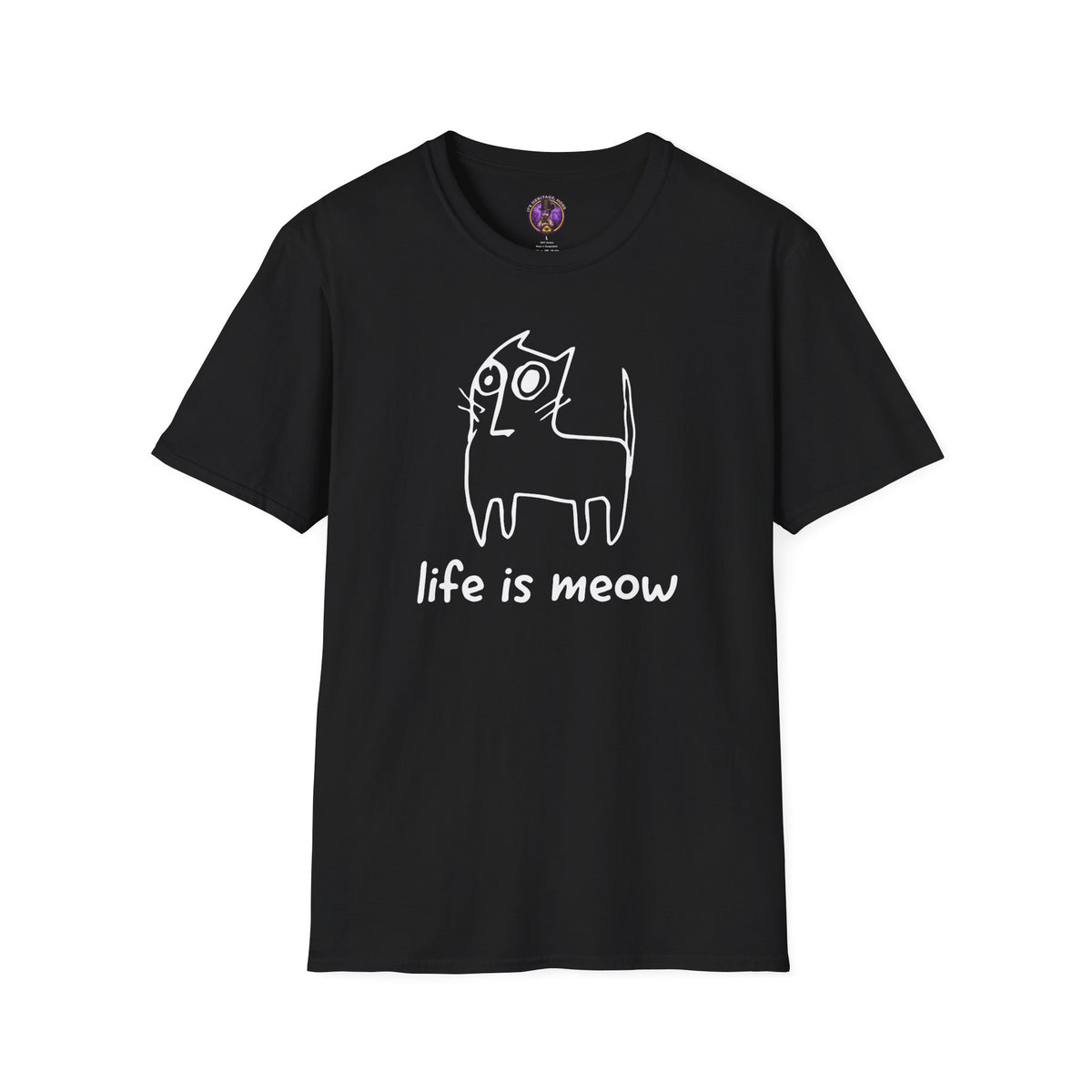 Cat T-Shirt - "Life Is Meow" Cute Doodle Cat Tee for Cat Lovers graphic T-shirt product image 1