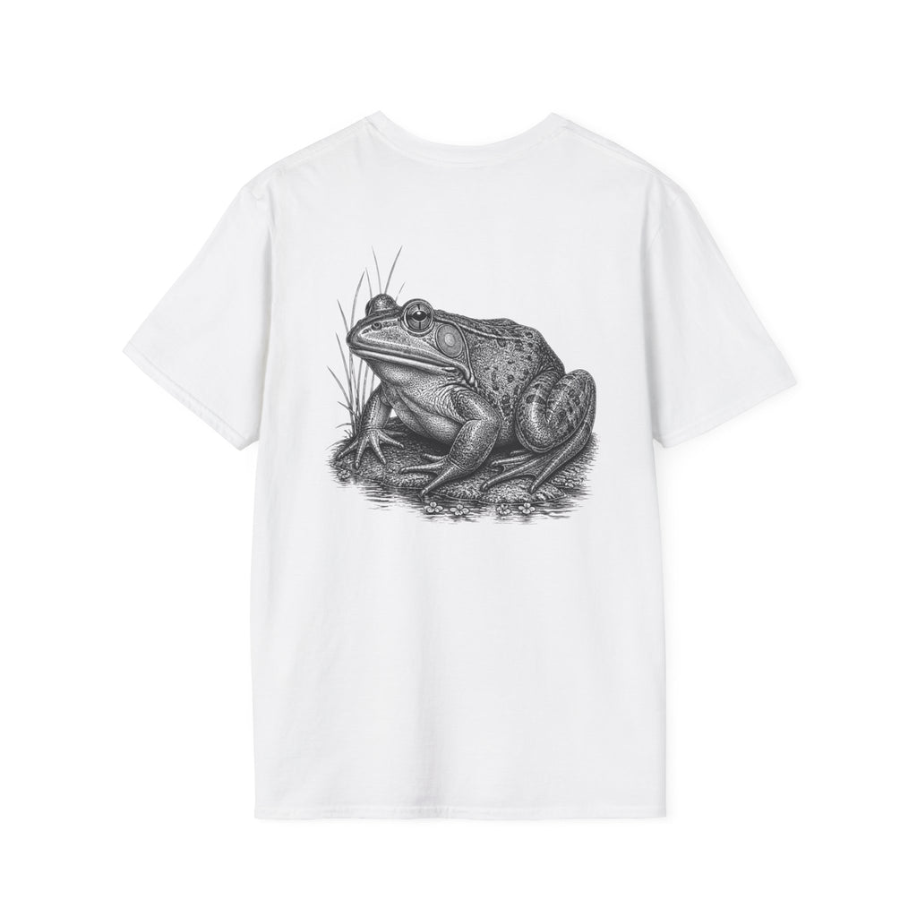 Frog Illustration T-Shirt — Detailed Vintage Bullfrog Graphic Tee — product view 7