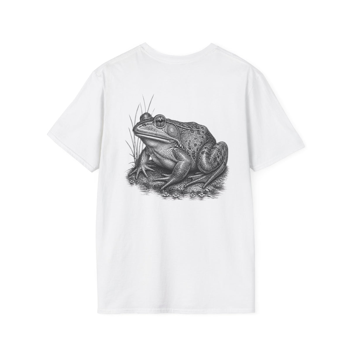 Frog Illustration T-Shirt — Detailed Vintage Bullfrog Graphic Tee — product view 7