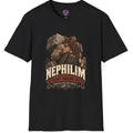 Nephilim Heavy Hauling Co graphic with a massive Genesis 6 giant carrying an enormous stone block at an ancient construction site