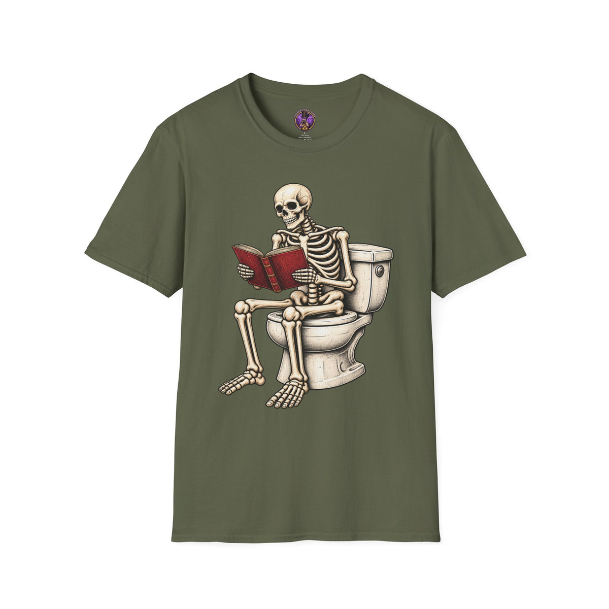 Skeleton Reading on Toilet T-Shirt - Funny graphic T-shirt product image 2