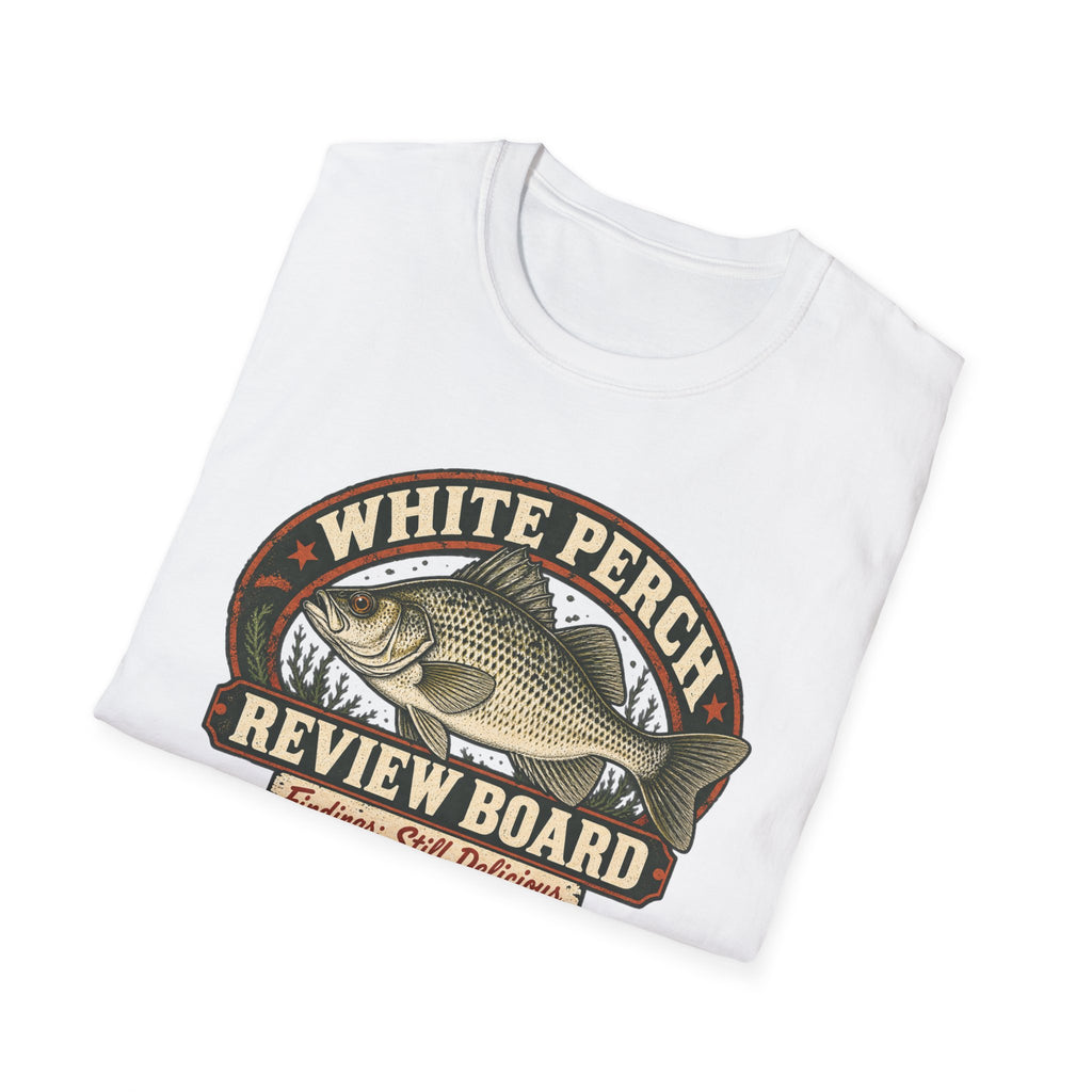 White Perch Review Board T-Shirt — Crappie Fishing