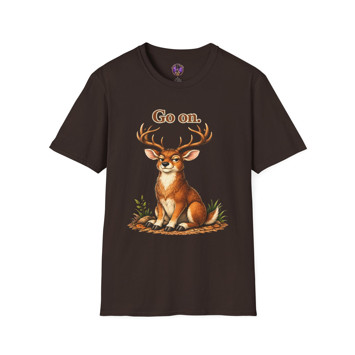 Front view of the Go On Deer shirt — Cute Buck Graphic Tee for Nature Lovers.