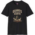 Giants Walked the Earth biblical Nephilim graphic with ancient giant standing among ruins in a distressed vintage style