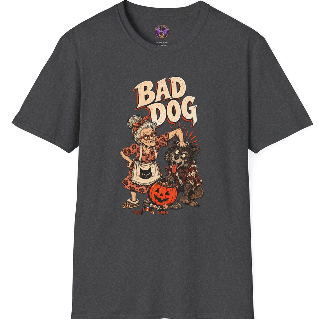 Bad Dog Halloween Shirt Grey