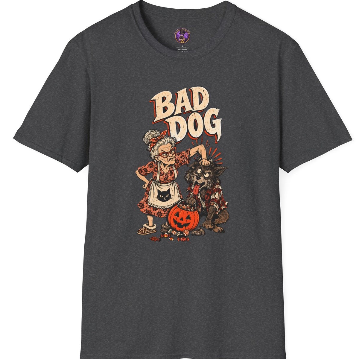 Bad Dog Halloween Shirt Grey
