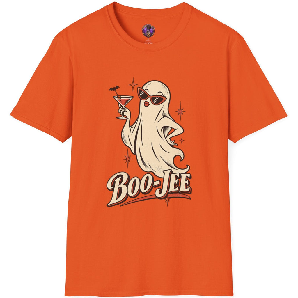 Boo-Jee bougie ghost Halloween graphic t-shirt with sunglasses lipstick and cocktail